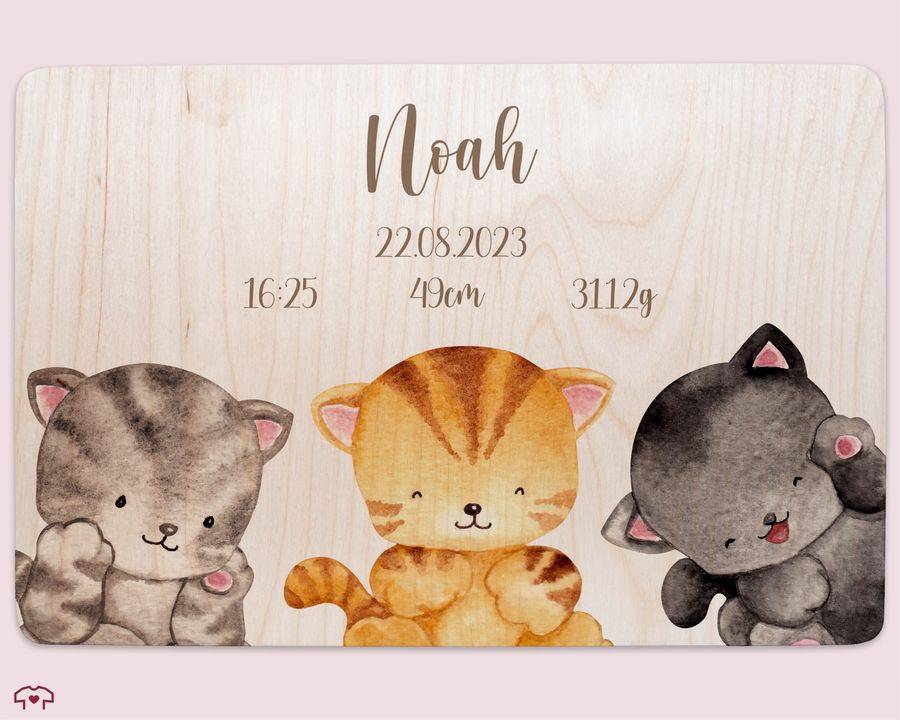 Shirtracer Süße Katzen Geschenk Zur Geburt Personalisiertes Geschenk Baby Geburtsdaten Name Shirtracer
