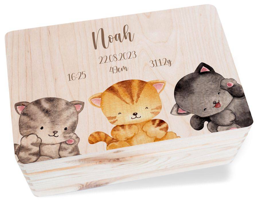 Shirtracer Süße Katzen Geschenk zur Geburt Personalisiertes Geschenk Baby Geburtsdaten Name Shirtracer