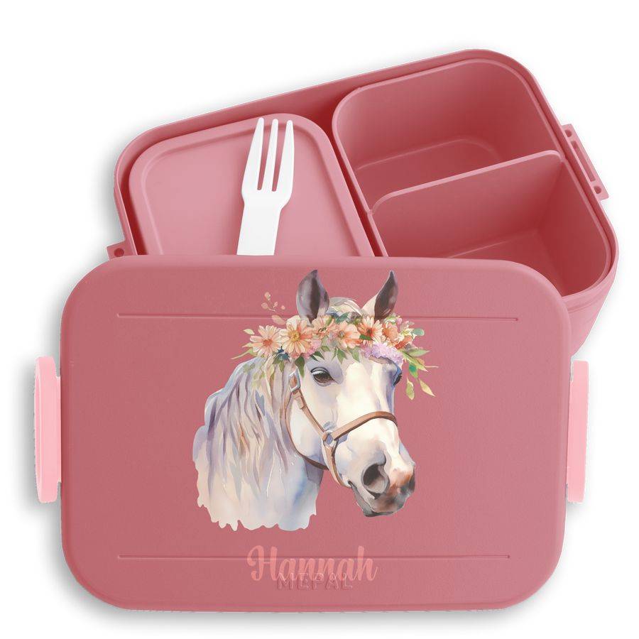 Shirtracer Süße Pferde-Brotdose für Mädchen Auslaufsicher und robust Ideal für Schule und Kindergarten Mädchen Lunchbox mit praktischem Trennfach Shirtracer