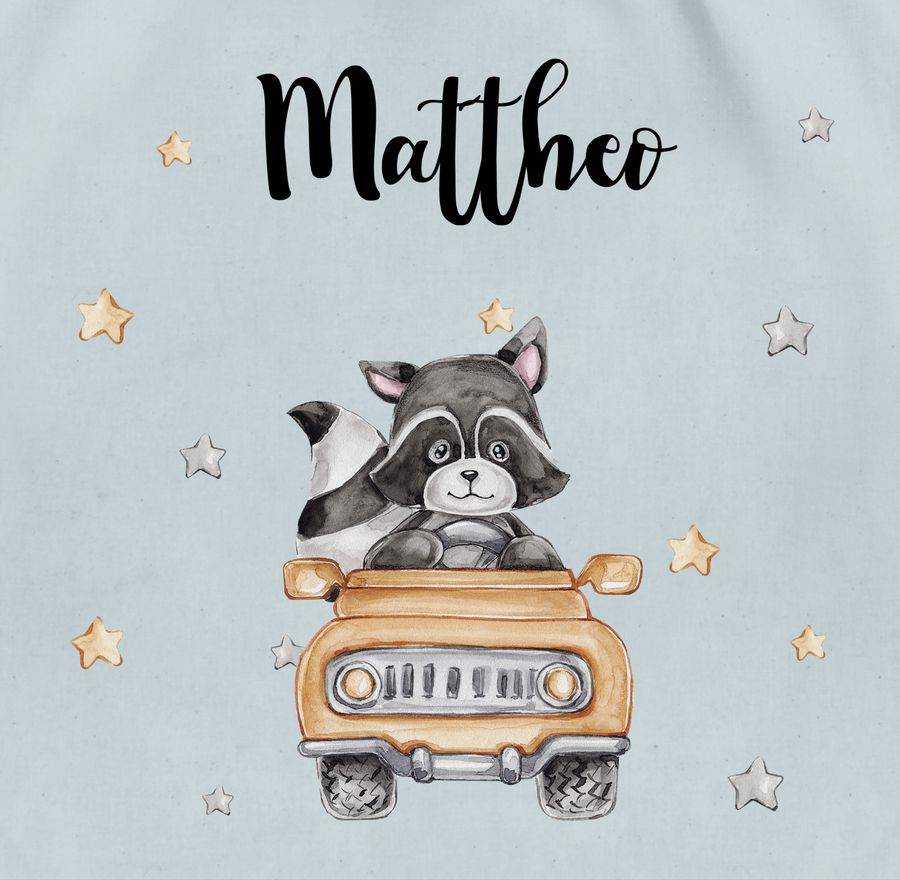 Shirtracer Süßer Waschbär Rennfahrer Motiv Baby: T-Shirt Rucksack Shirtracer