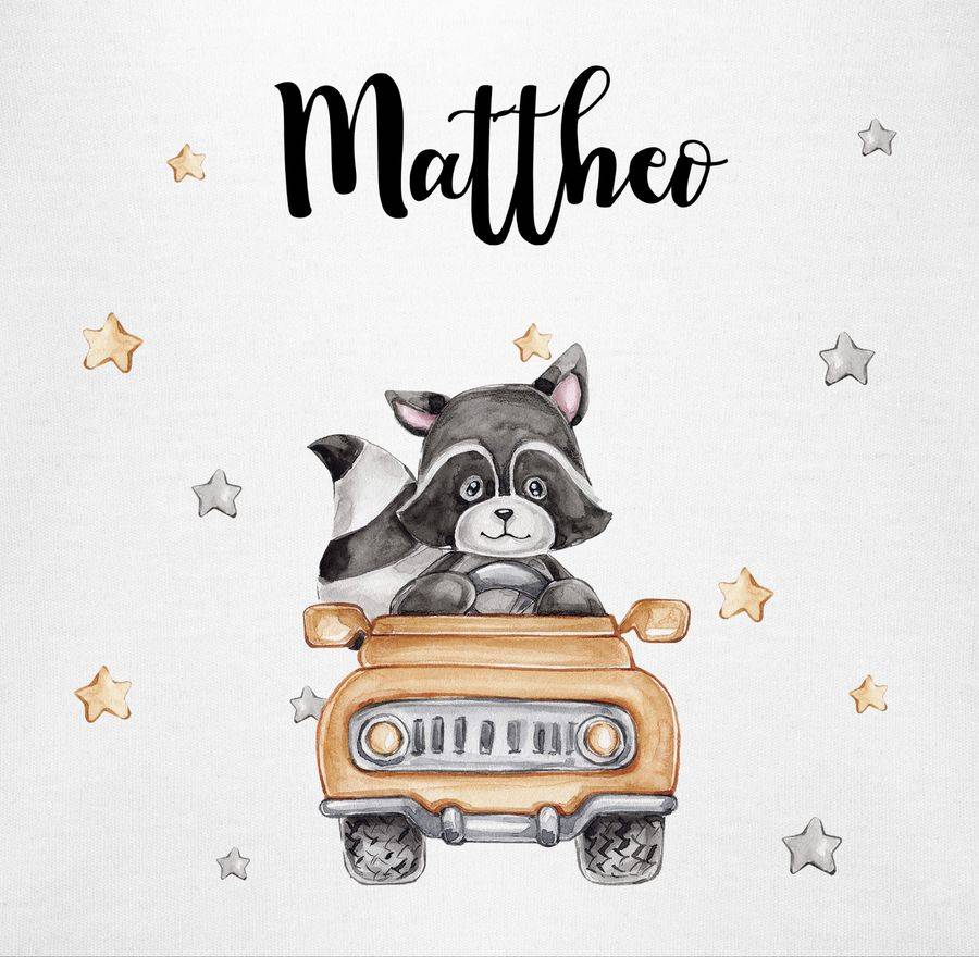 Shirtracer Süßer Waschbär Rennfahrer Motiv Baby: T-Shirt Rucksack Shirtracer