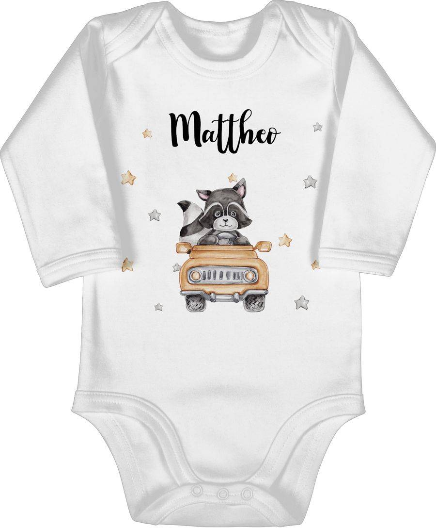 Shirtracer Süßer Waschbär Rennfahrer Motiv Baby: T-Shirt Rucksack Shirtracer