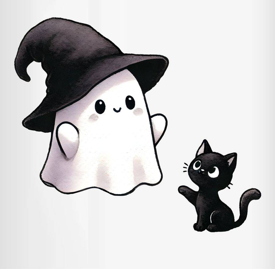Shirtracer Süßes Geister Motiv Mit Katze Halloween Katzenmotiv Shirtracer