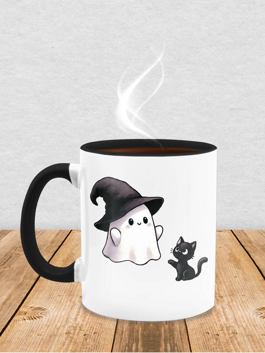 Shirtracer Süßes Geister Motiv Mit Katze Halloween Katzenmotiv Shirtracer