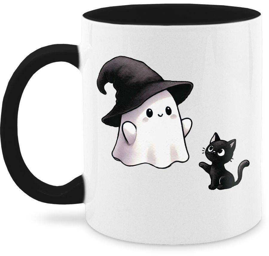 Shirtracer Süßes Geister Motiv mit Katze Halloween Katzenmotiv Shirtracer