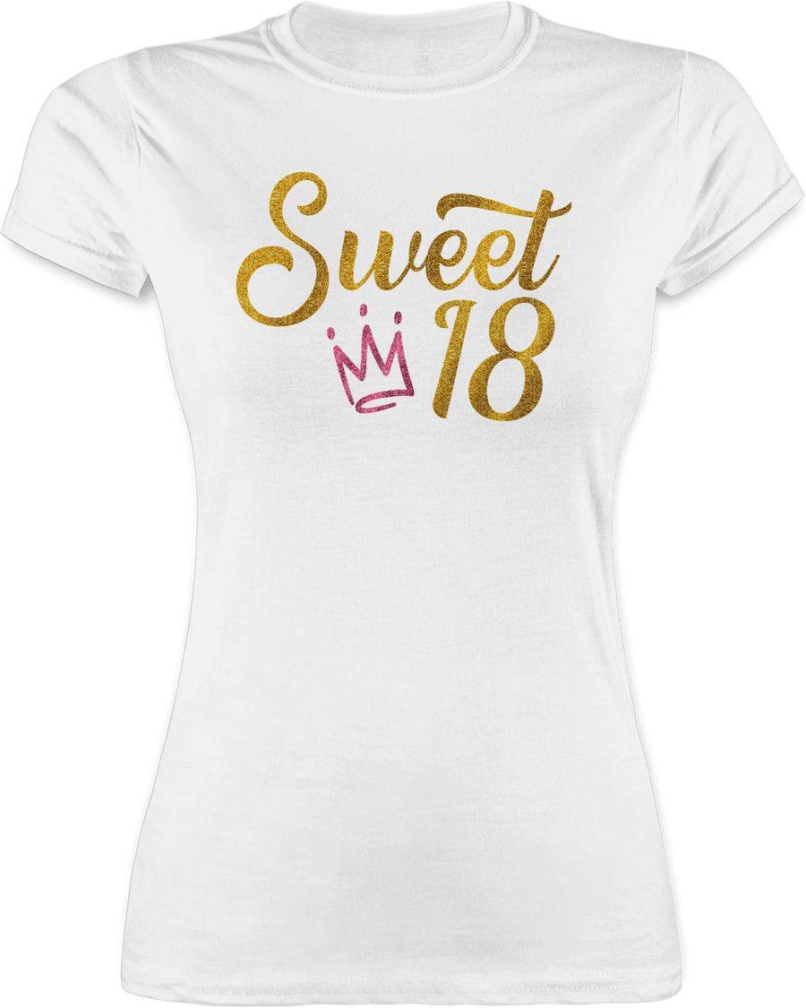 Shirtracer Sweet Eighteen Glitzer Optik mit Krone Shirts & Mehr Shirtracer
