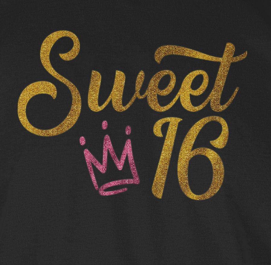 Shirtracer Sweet Sixteen Glitzer Optik Mit Krone Shirts & Mehr Shirtracer