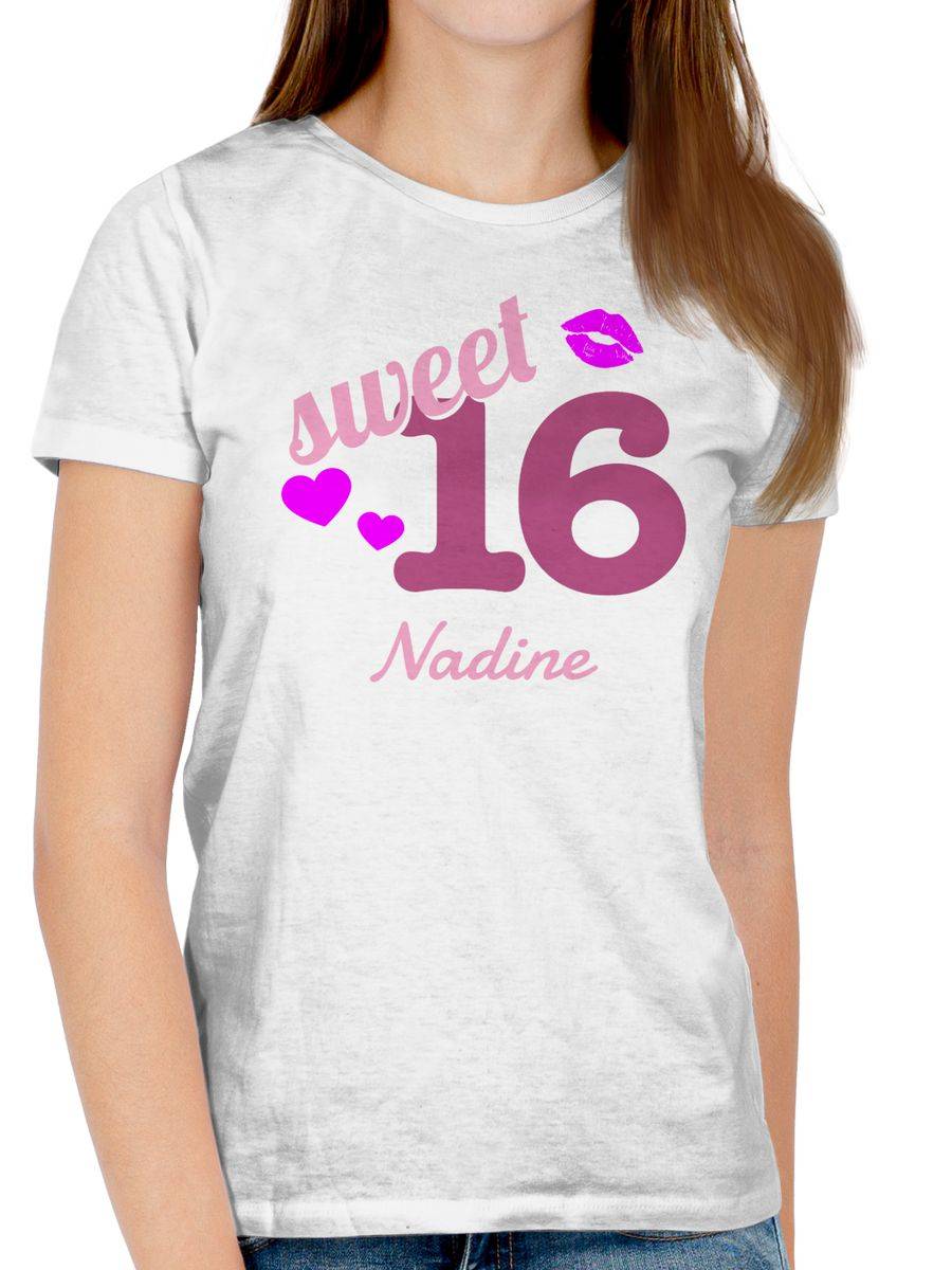 Shirtracer Sweet Sixteen - Kussmund Herz Name - Zum Sechzehnten Shirts & Mehr Shirtracer