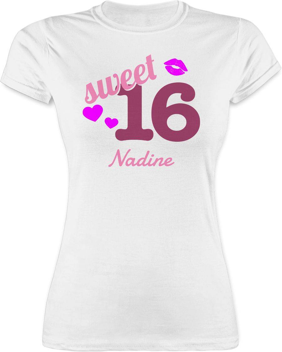 Shirtracer Sweet Sixteen - Kussmund Herz Name - zum Sechzehnten Shirts & Mehr Shirtracer