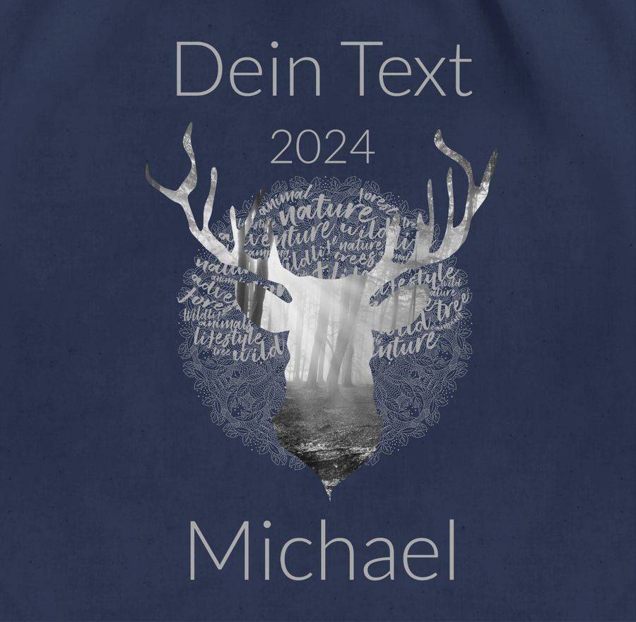 Shirtracer Tag Cloud - Hirsch Und Name In Silbergrau Shirts & Mehr Shirtracer