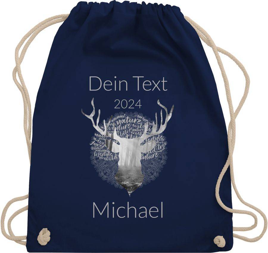 Shirtracer Tag Cloud - Hirsch und Name in Silbergrau Shirts & Mehr Shirtracer