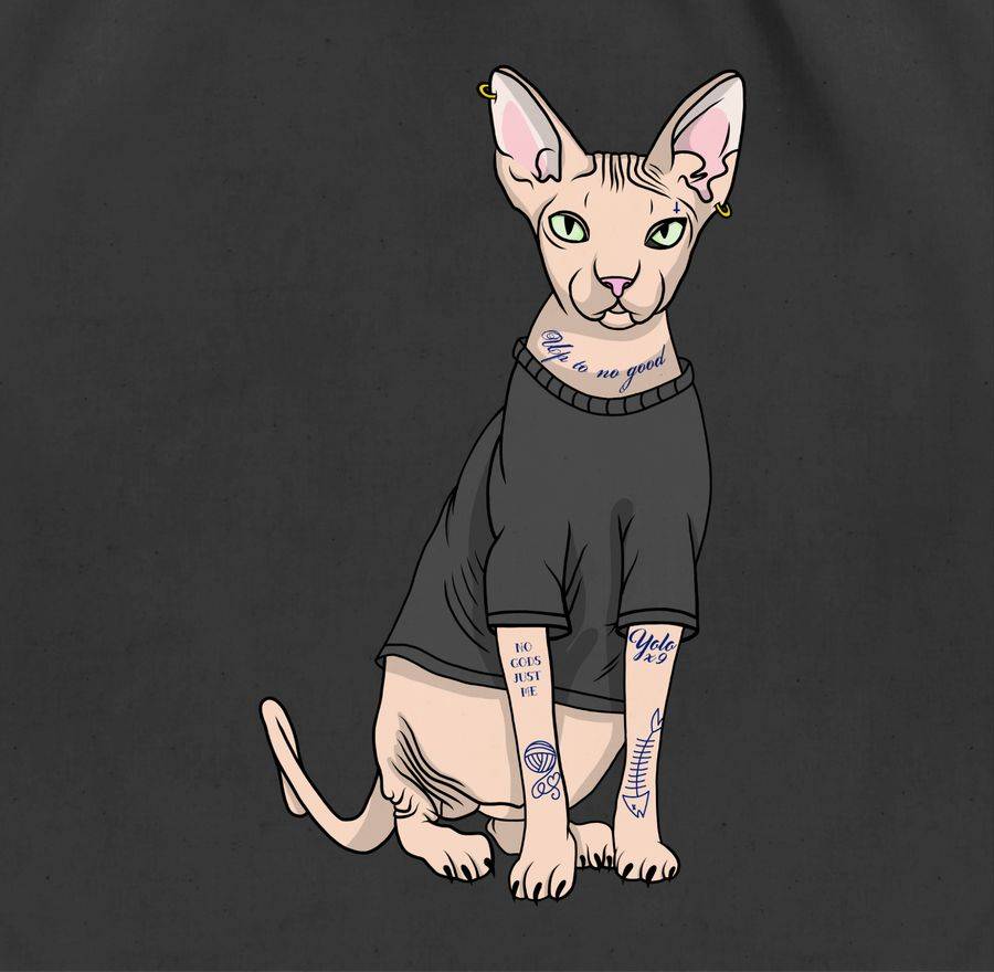 Shirtracer Tattoo Sphynx-Katze: Tshirt Turnbeutel Shirtracer