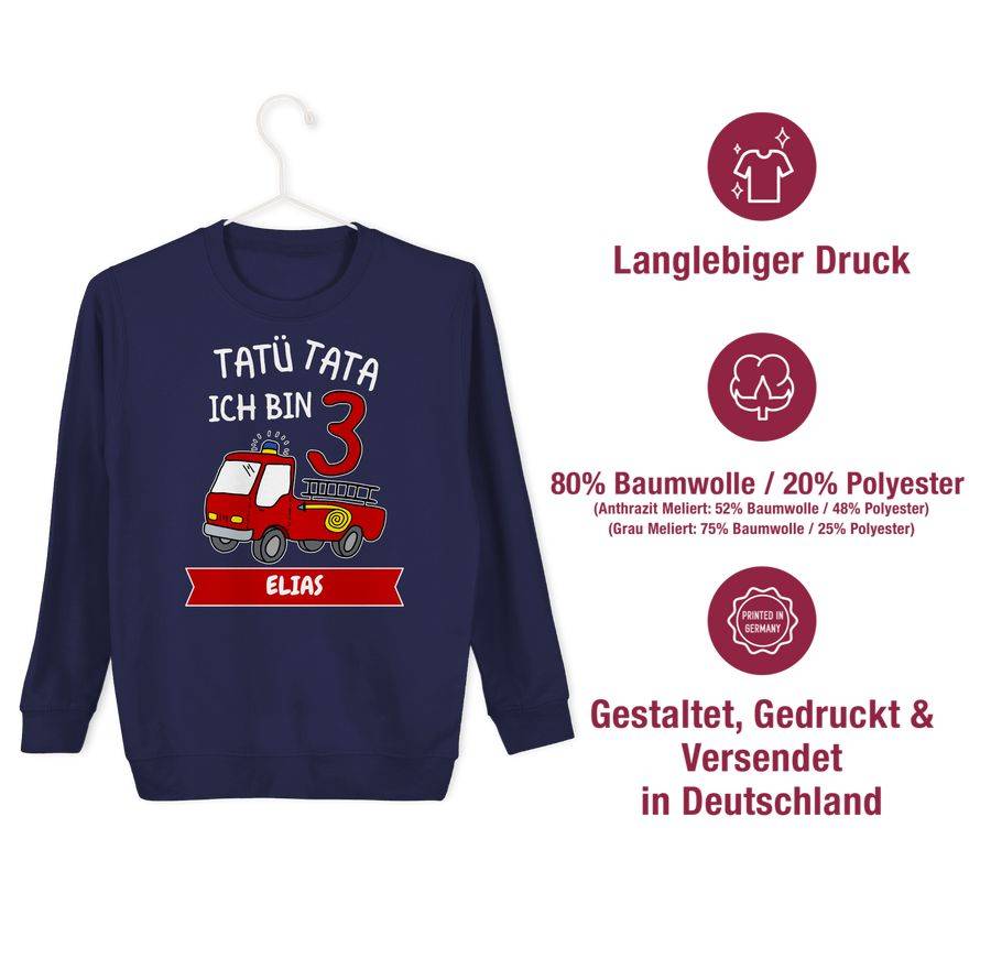 Shirtracer Tatü Tata Ich Bin 3 - Tatütata Ich Werde 3 Feuerwehrauto Ist Da: Tshirt Rucksack Shirtracer