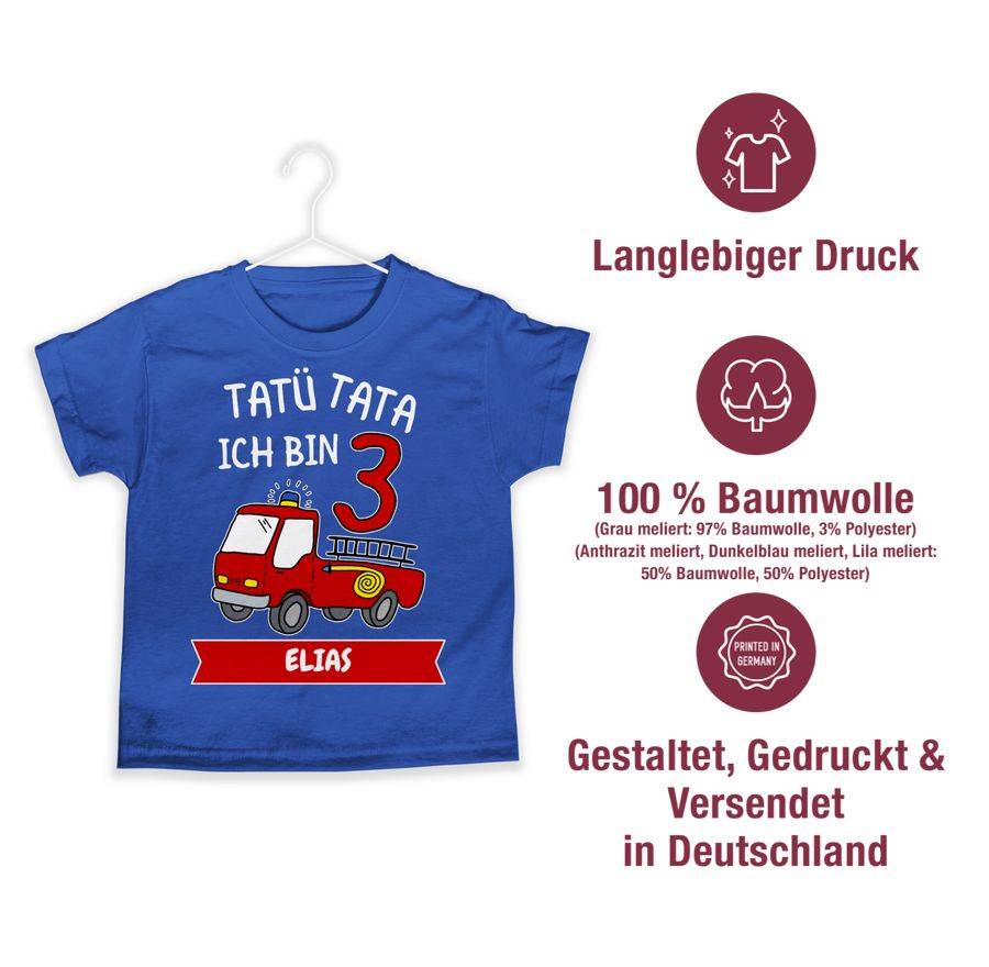 Shirtracer Tatü Tata Ich Bin 3 - Tatütata Ich Werde 3 Feuerwehrauto Ist Da: Tshirt Rucksack Shirtracer