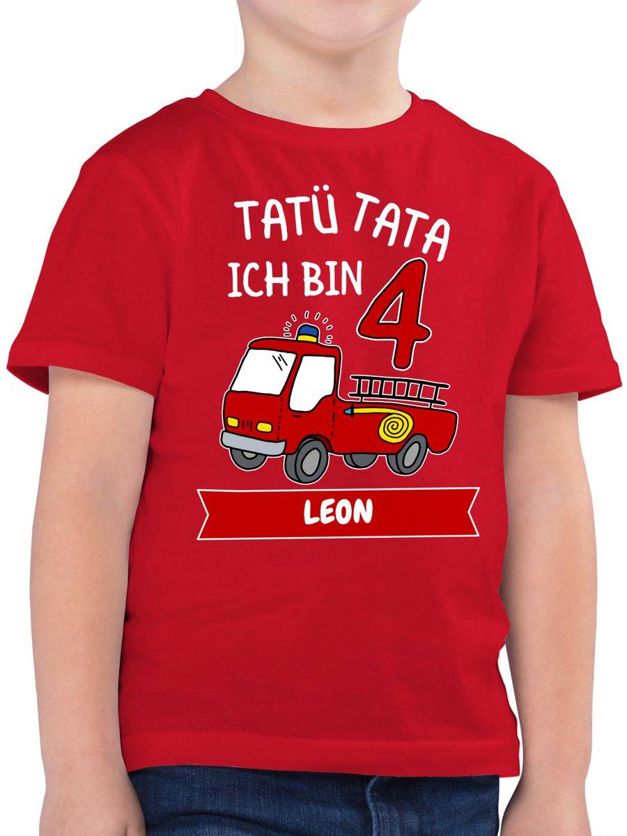 Shirtracer Tatü Tata Ich bin 4 - Tatütata ich werde 4 Feuerwehrauto ist da: T-Shirt Rucksac Shirtracer