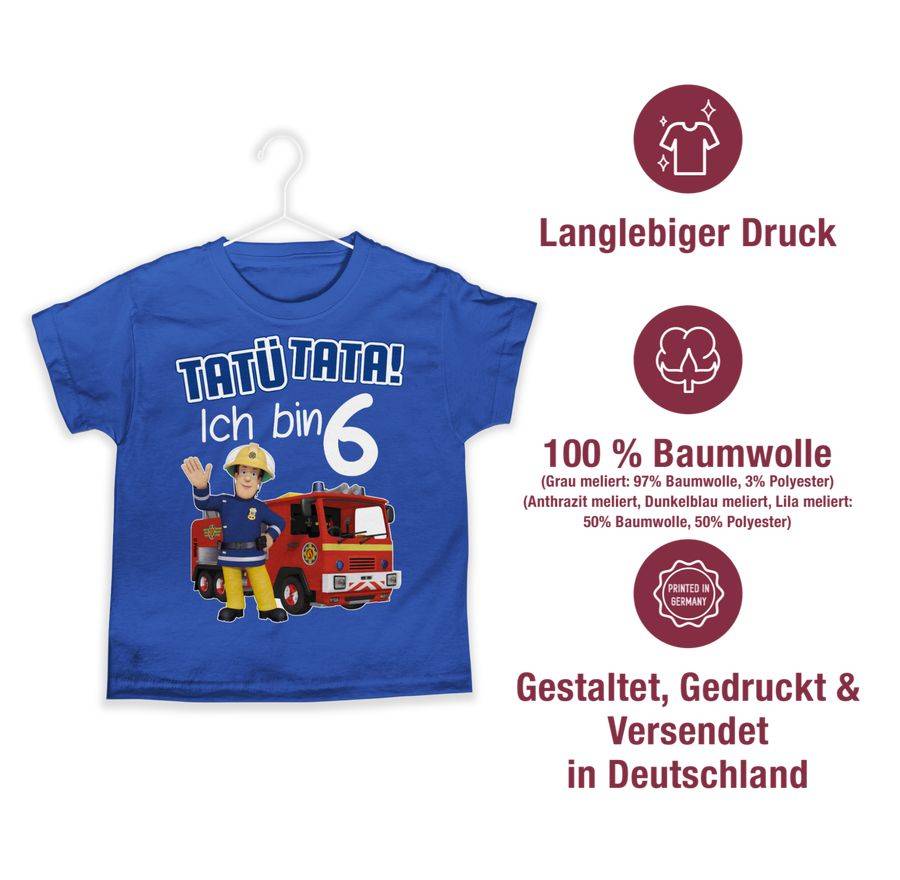 Shirtracer Tatü Tata! Ich Bin 6 - Blau: T-Shirt Gym Bag Shirtracer