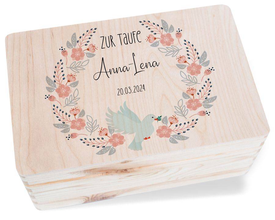 Shirtracer Taufe Geschenk Gastgeschenk Taufe Box zur Taufe Box für Karten Taufe Namen und Datum Shirtracer