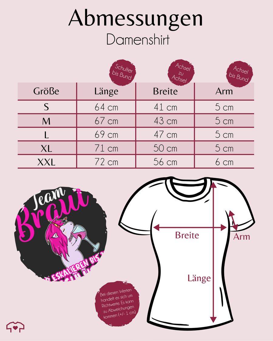 Shirtracer Team Braut Wir Eskalieren Bis Zum Schluss Weiß/fuchsia Einhorn: Tshirt Rucksack Shirtracer