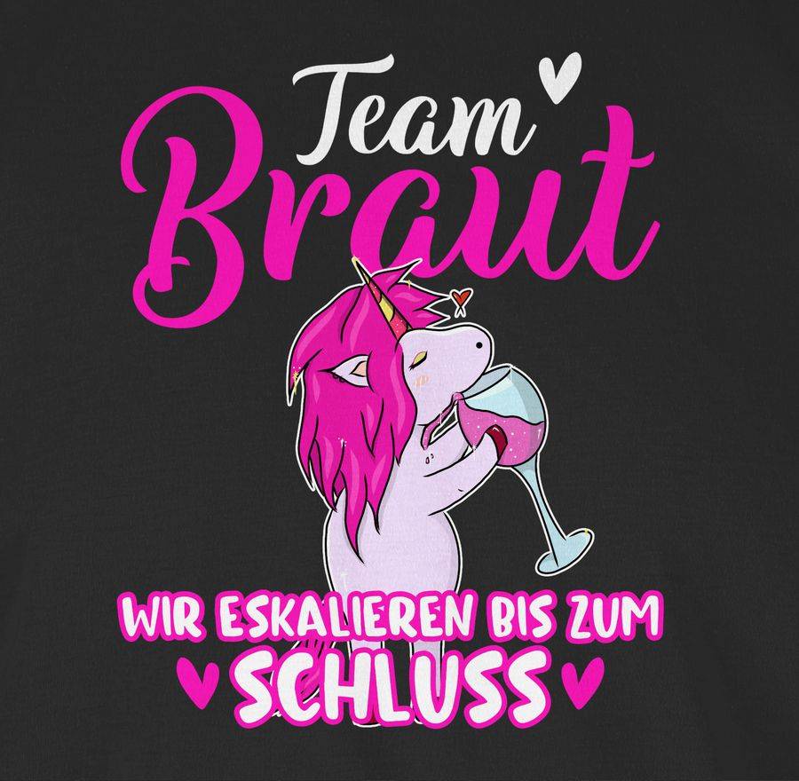 Shirtracer Team Braut Wir Eskalieren Bis Zum Schluss Weiß/fuchsia Einhorn: Tshirt Rucksack Shirtracer