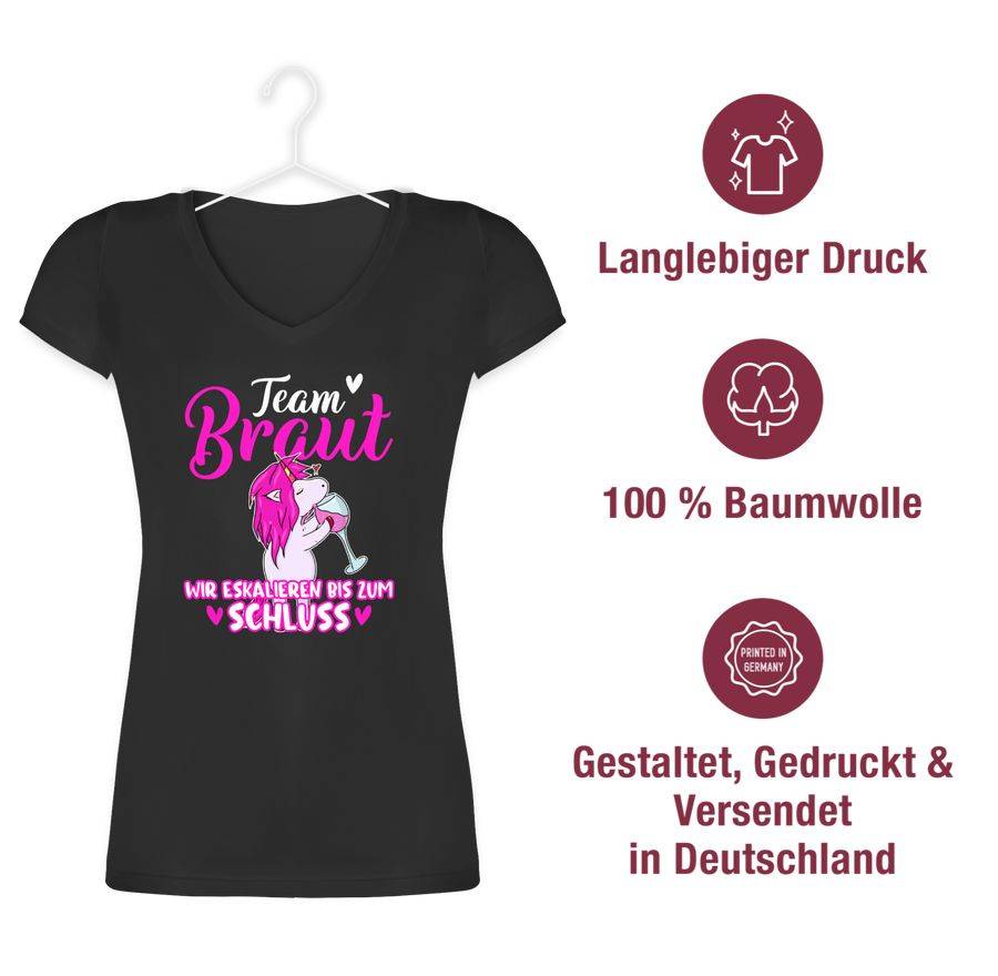 Shirtracer Team Braut Wir Eskalieren Bis Zum Schluss Weiß/fuchsia Einhorn: Tshirt Rucksack Shirtracer