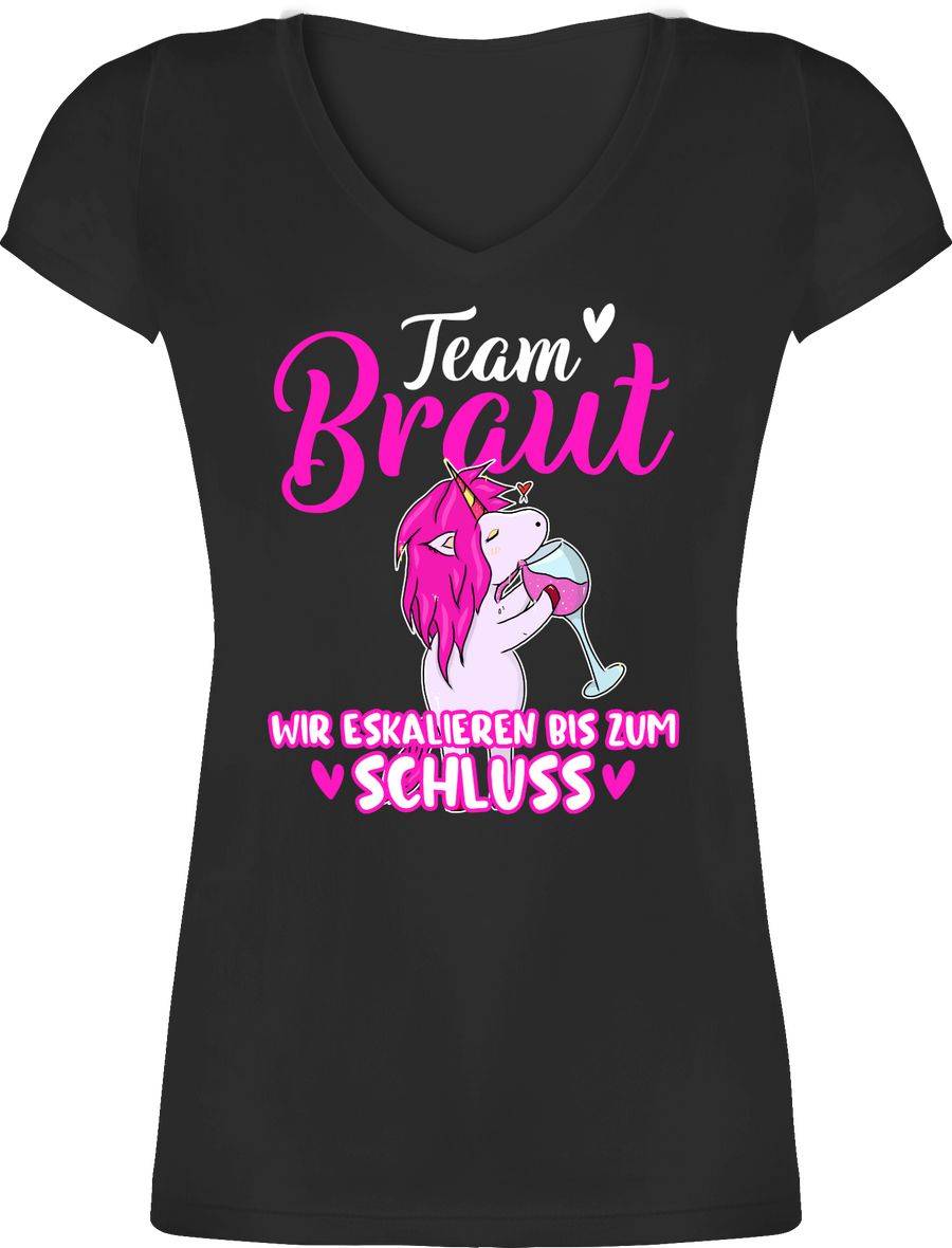 Shirtracer Team Braut wir eskalieren bis zum Schluss weiß/fuchsia Einhorn: Tshirt Rucksack Shirtracer