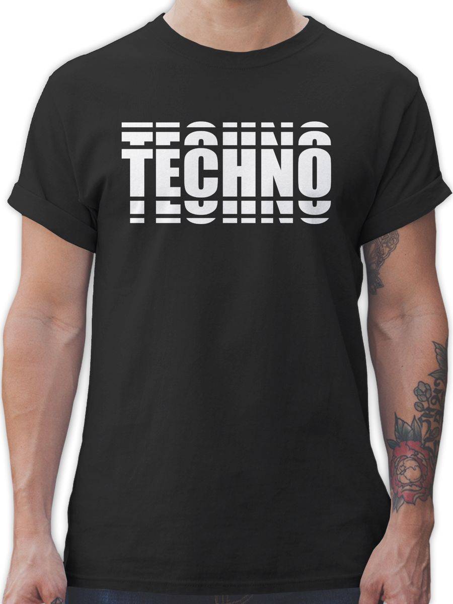 Shirtracer Techno in Grafischem Muster: T-Shirt Turnbeutel Shirtracer