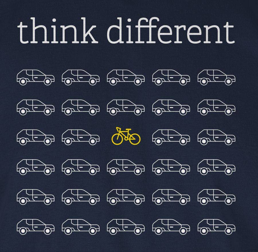 Shirtracer Think Different - Geschenk Fahrradfahrer Fahrradfahrerin Radfahrer Fahrradliebha Shirtracer