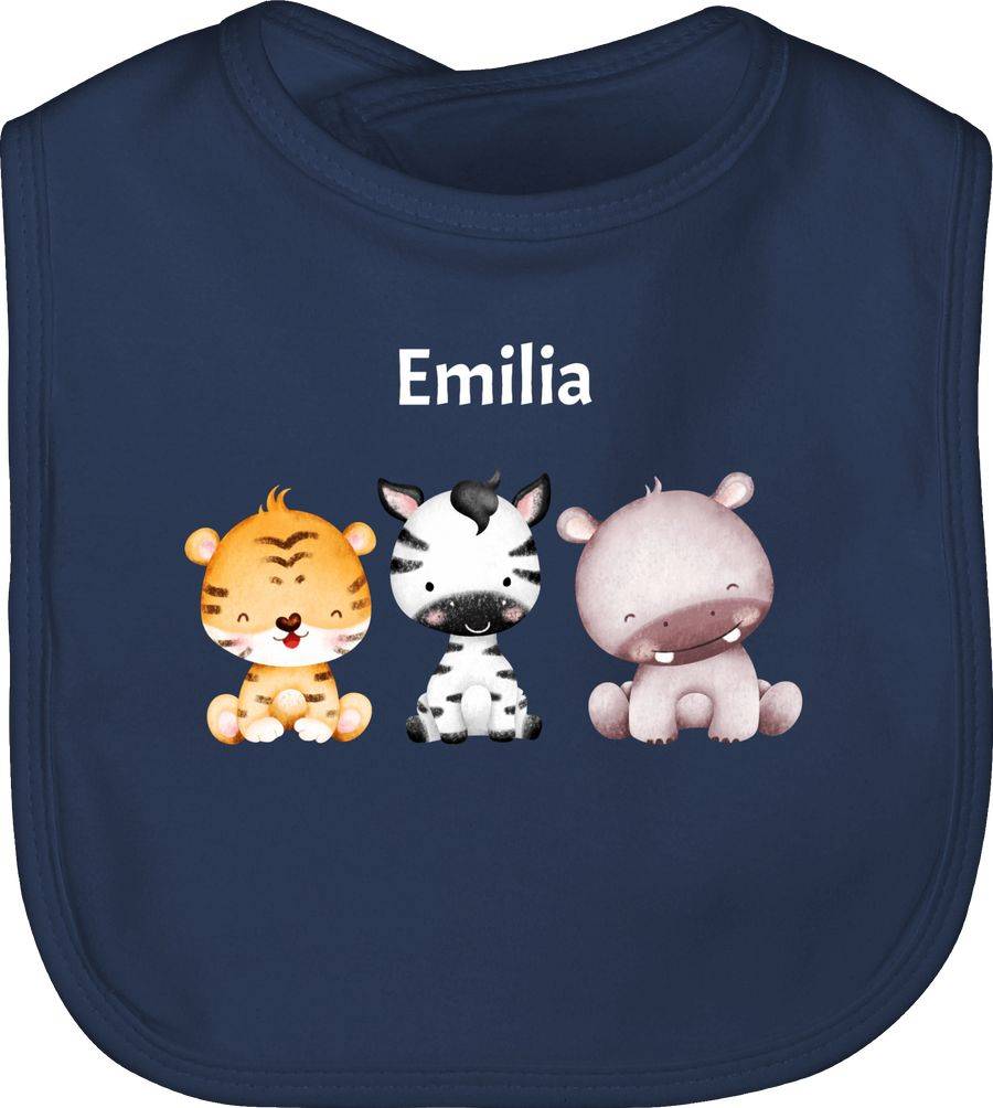 Shirtracer Tiger Zebra Nilpferd Safaritiere mit Name: T-Shirt Rucksack Shirtracer