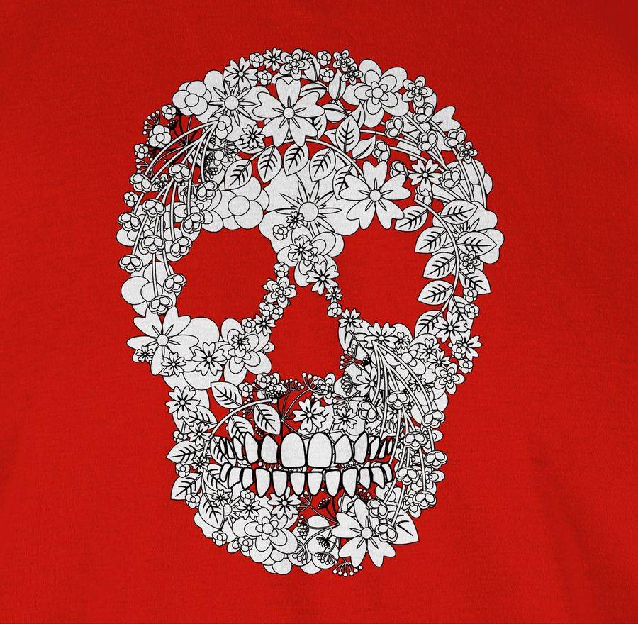 Shirtracer Totenkopf Blumen Skull Flowers: Tshirt Turnbeutel Shirtracer
