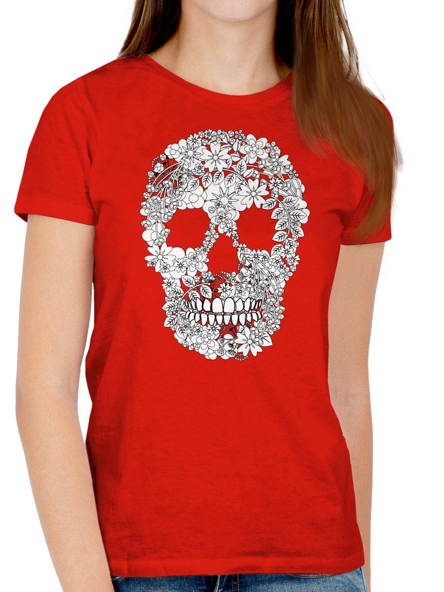 Shirtracer Totenkopf Blumen Skull Flowers: Tshirt Turnbeutel Shirtracer