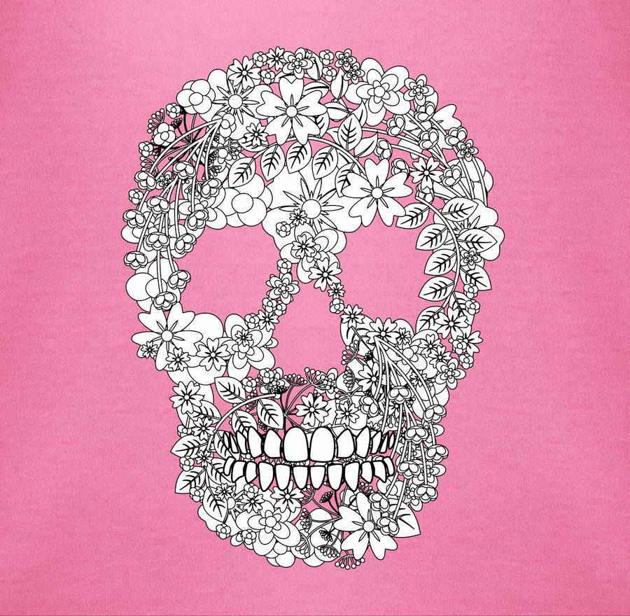 Shirtracer Totenkopf Blumen Skull Flowers: Tshirt Turnbeutel Shirtracer