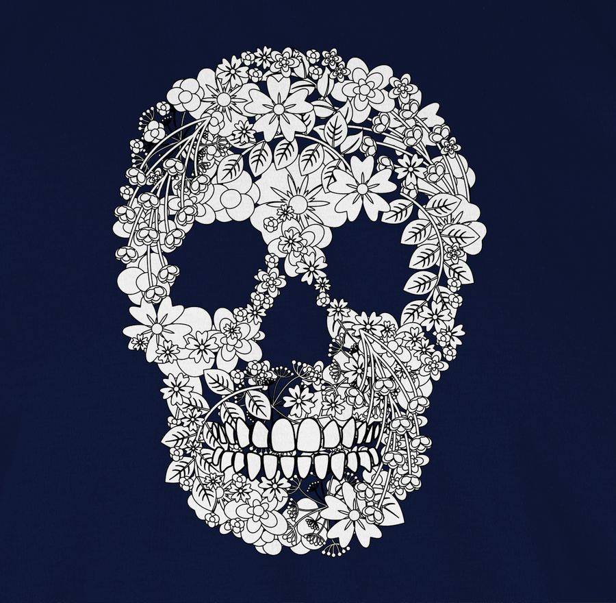 Shirtracer Totenkopf Blumen Skull Flowers: Tshirt Turnbeutel Shirtracer