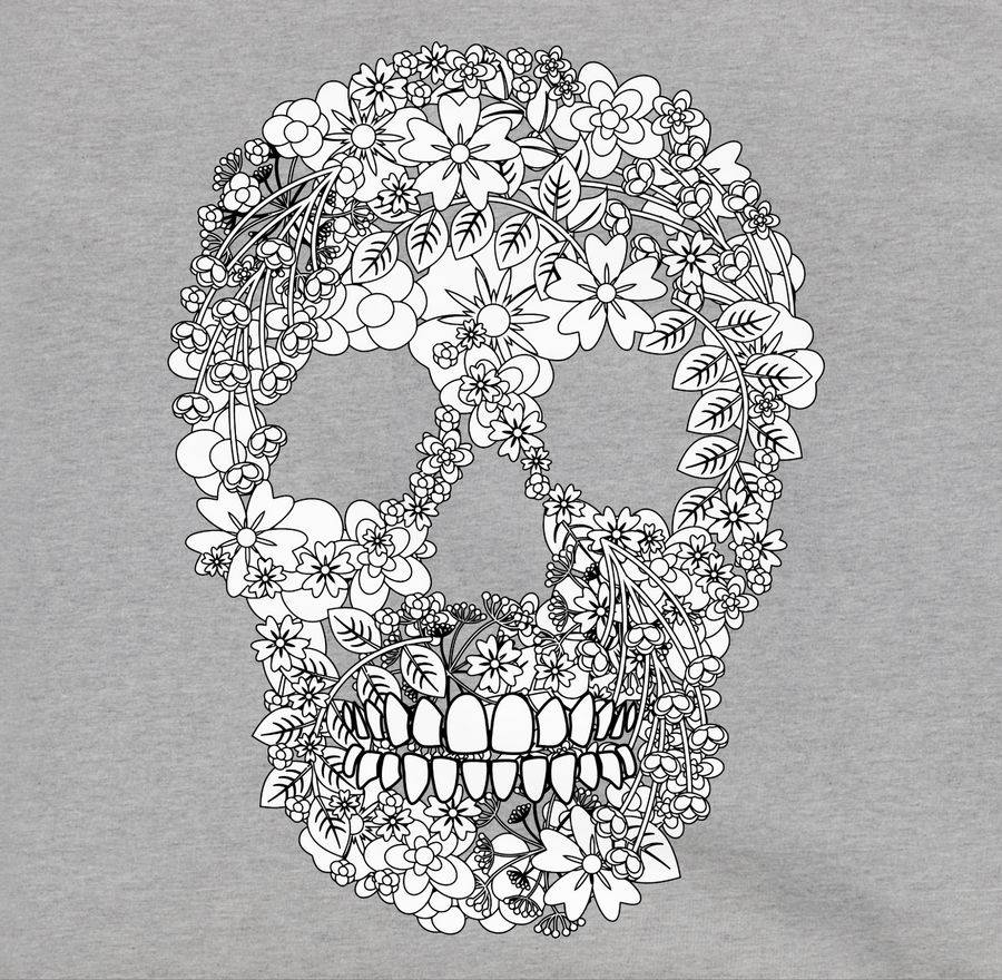 Shirtracer Totenkopf Blumen Skull Flowers: Tshirt Turnbeutel Shirtracer
