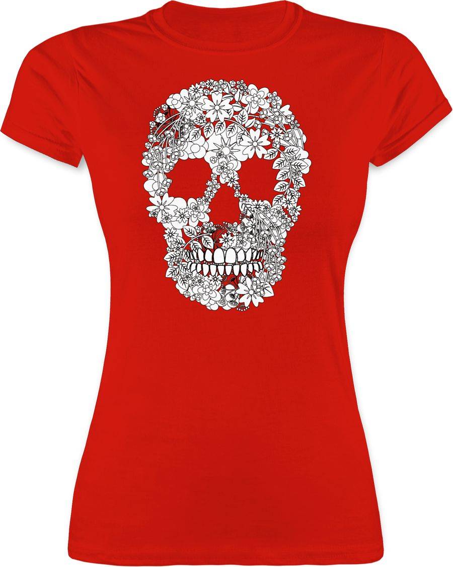 Shirtracer Totenkopf Blumen Skull Flowers: Tshirt Turnbeutel Shirtracer