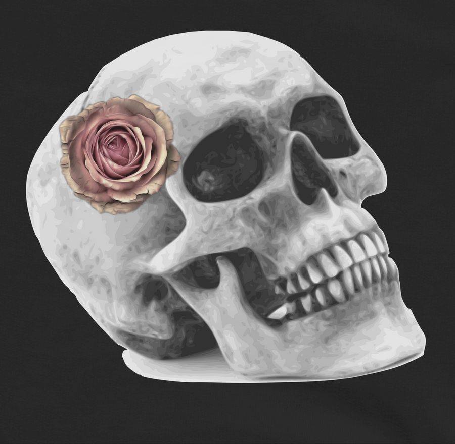 Shirtracer Totenkopf Rose Vintage Skull: T-Shirt Turnbeutel Shirtracer