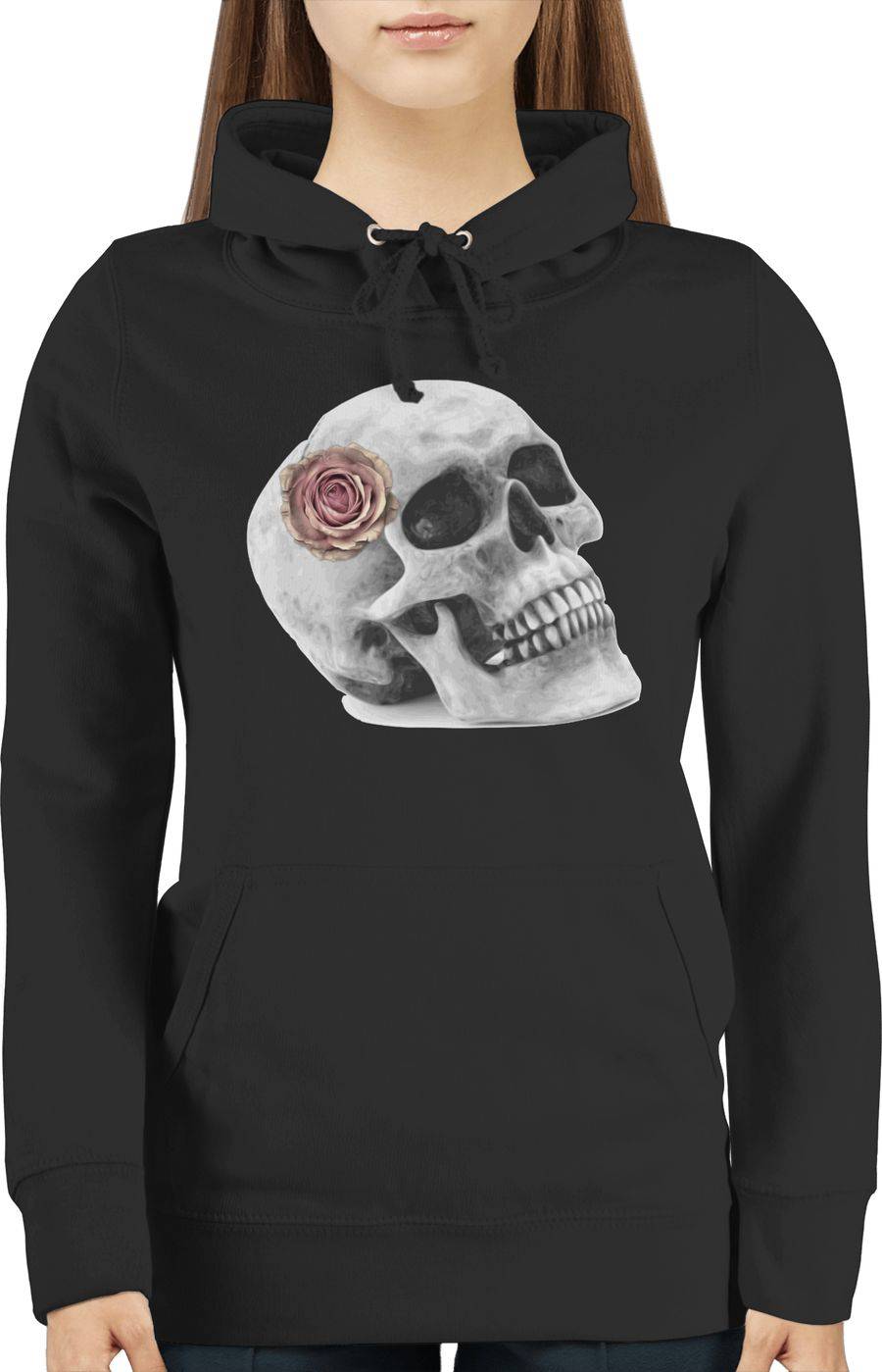 Shirtracer Totenkopf Rose Vintage Skull: T-Shirt Turnbeutel Shirtracer