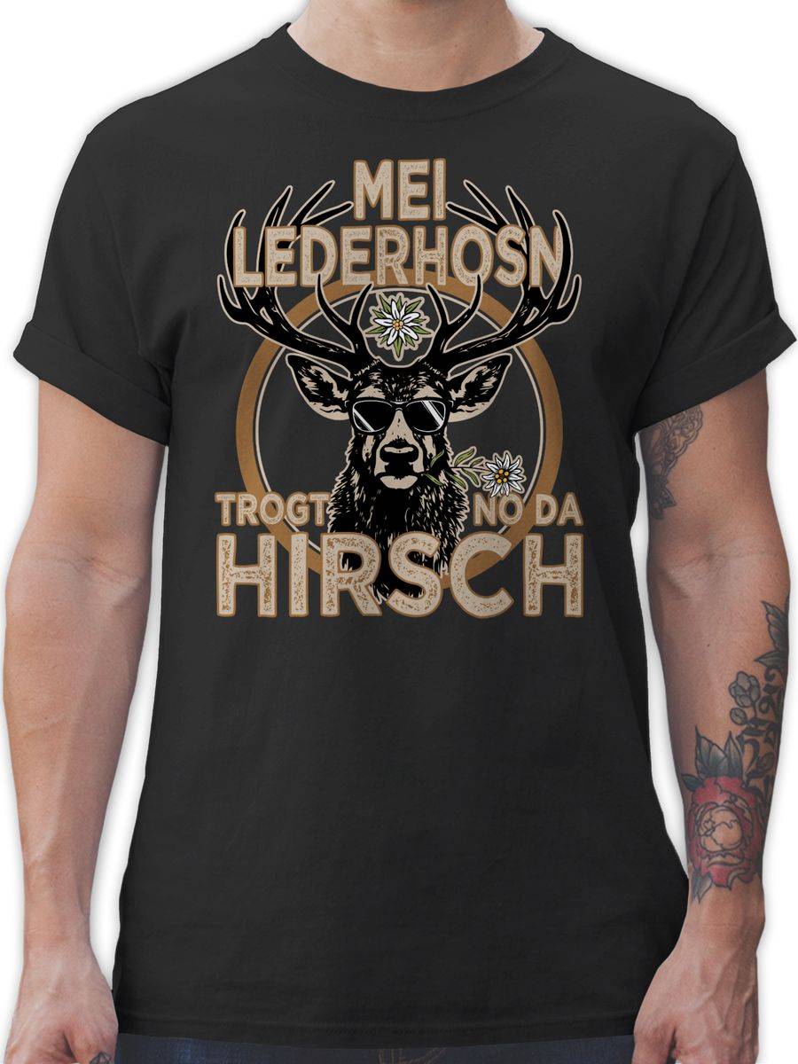 Shirtracer Trachten Outfit Lederhose Spruch Trägt der Hirsch: Tshirt Gym Bag Shirtracer