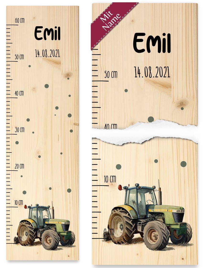 Shirtracer Traktor Kindermesslatte mit Namen und Datum - Geschenk für Kinder Traktorliebhab Shirtracer