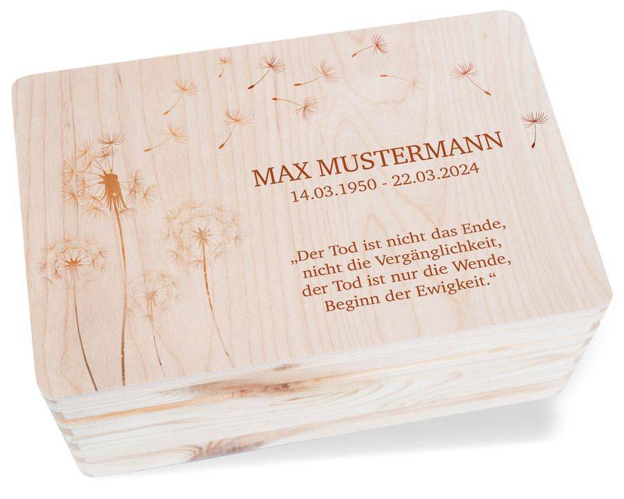 Shirtracer Trauerkiste Pusteblume Personalisiert Erinnerungsbox an Verstorbene Trauerka Shirtracer