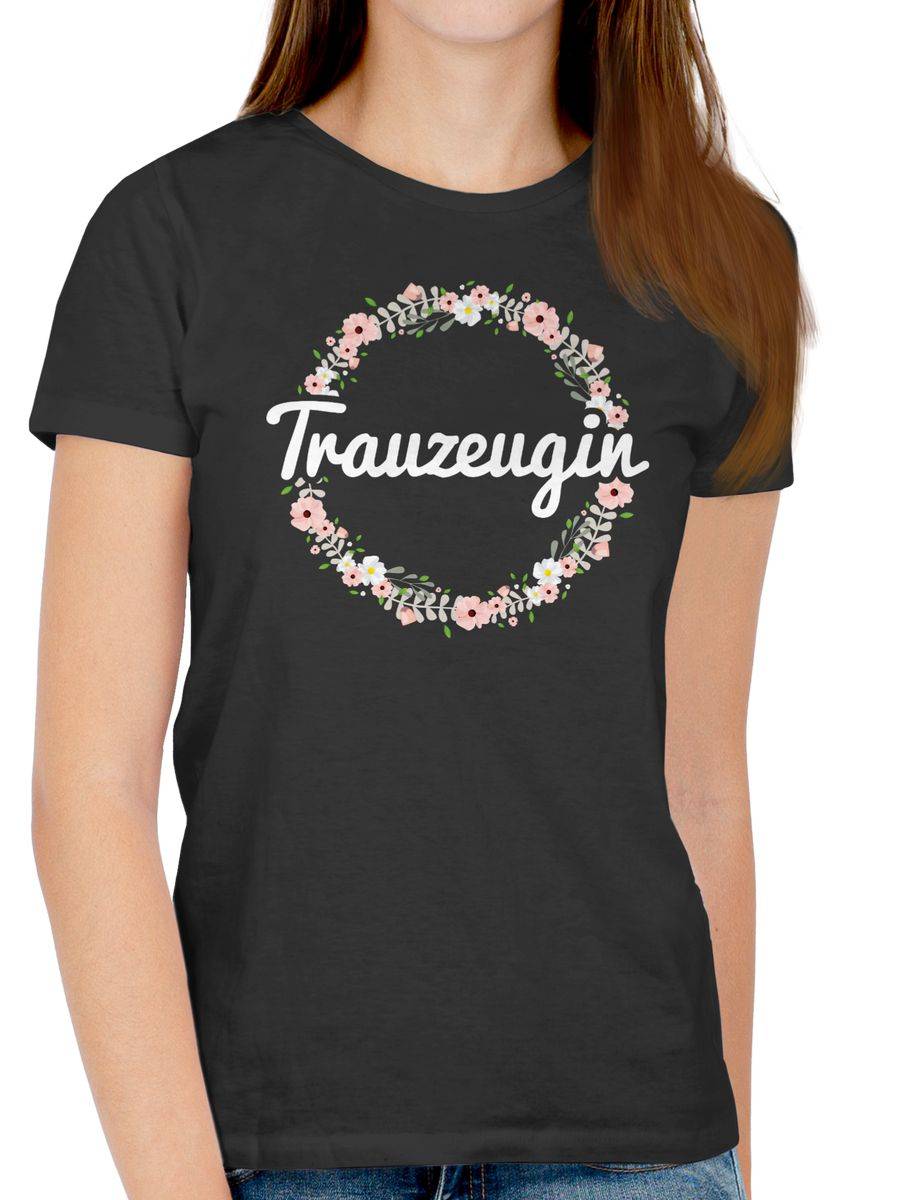 Shirtracer Trauzeugin Weiß Blumenkranz: Tshirt Turnbeutel Shirtracer