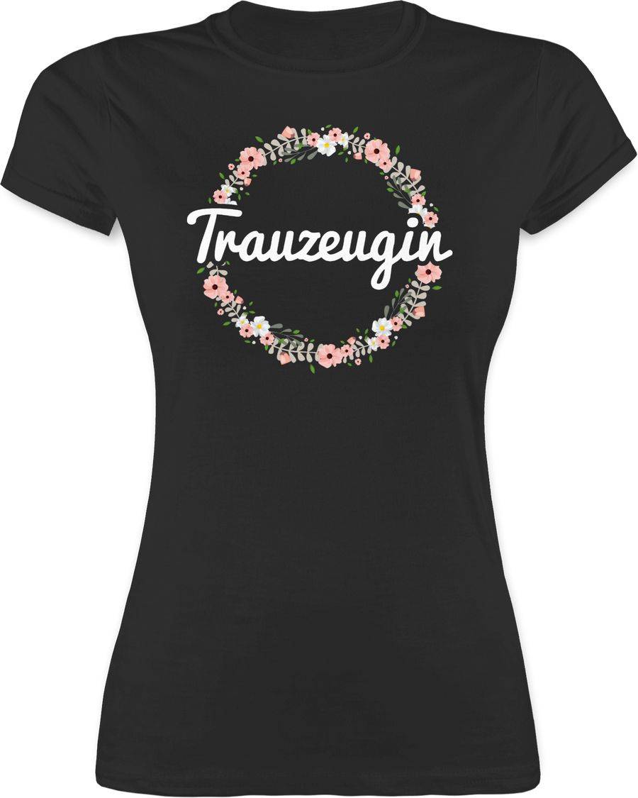 Shirtracer Trauzeugin Weiß Blumenkranz: Tshirt Turnbeutel Shirtracer