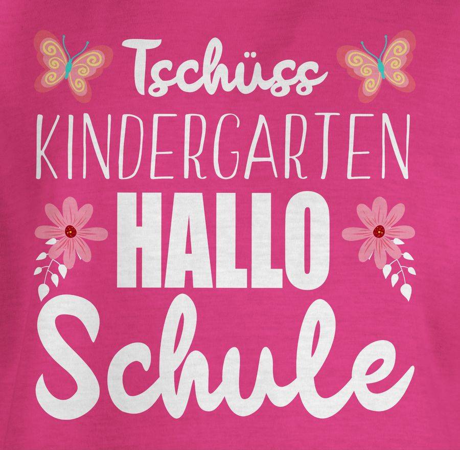 Shirtracer Tschüss Kindergarten Hallo Schule Schmetterlinge Und Blumen: T-Shirt Gym Bag Shirtracer