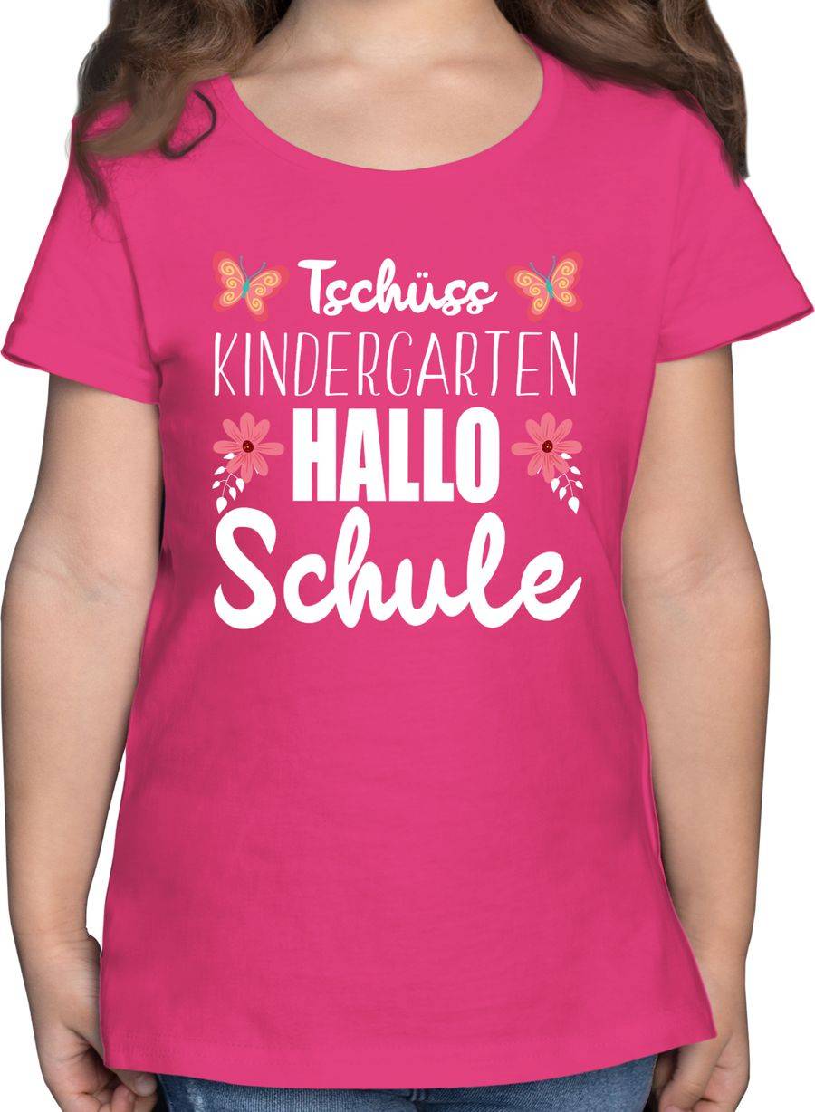 Shirtracer Tschüss Kindergarten Hallo Schule Schmetterlinge und Blumen: T-Shirt Gym Bag Shirtracer