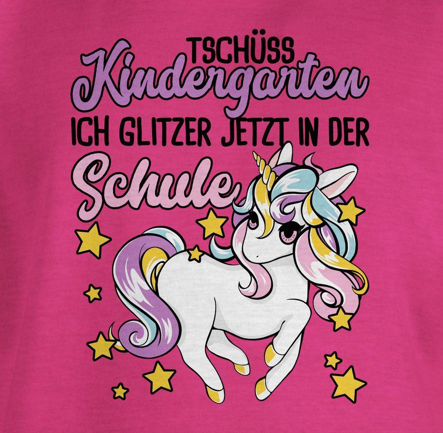 Shirtracer Tschüss Kindergarten Ich Glitzer Jetzt In Der Schule Mit Einhorn: Tshirt Turnbeu Shirtracer