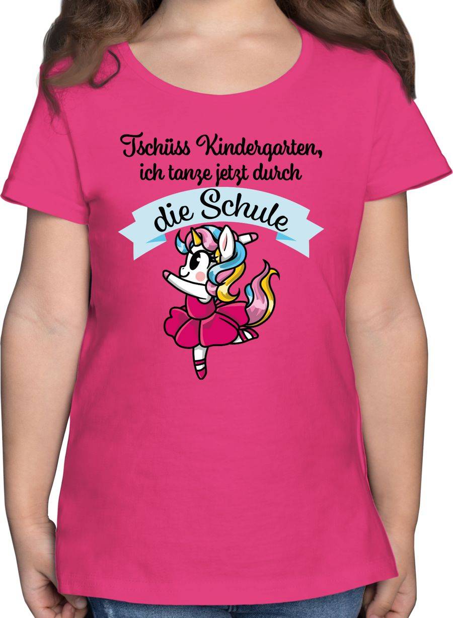 Shirtracer Tschüss Kindergarten Ich Tanze Jetzt Durch Die Schule Einhorn Ballett: Tshirt Tu Shirtracer