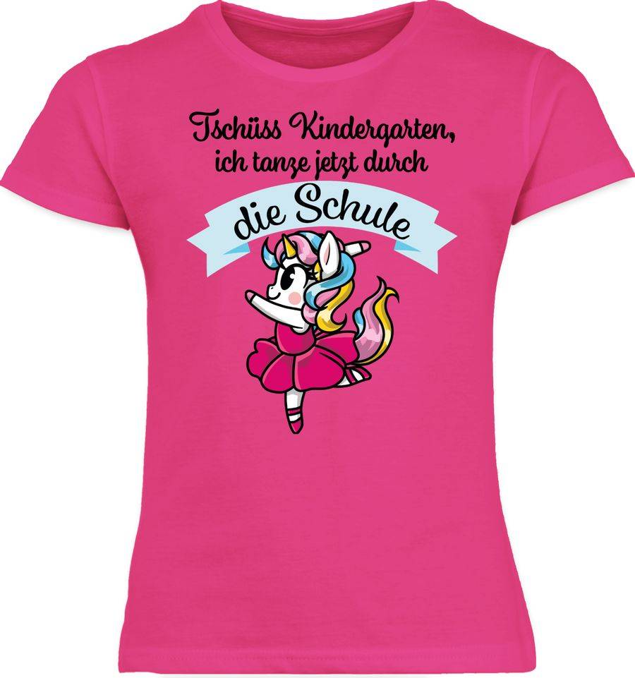 Shirtracer Tschüss Kindergarten ich tanze jetzt durch die Schule Einhorn Ballett: Tshirt Tu Shirtracer