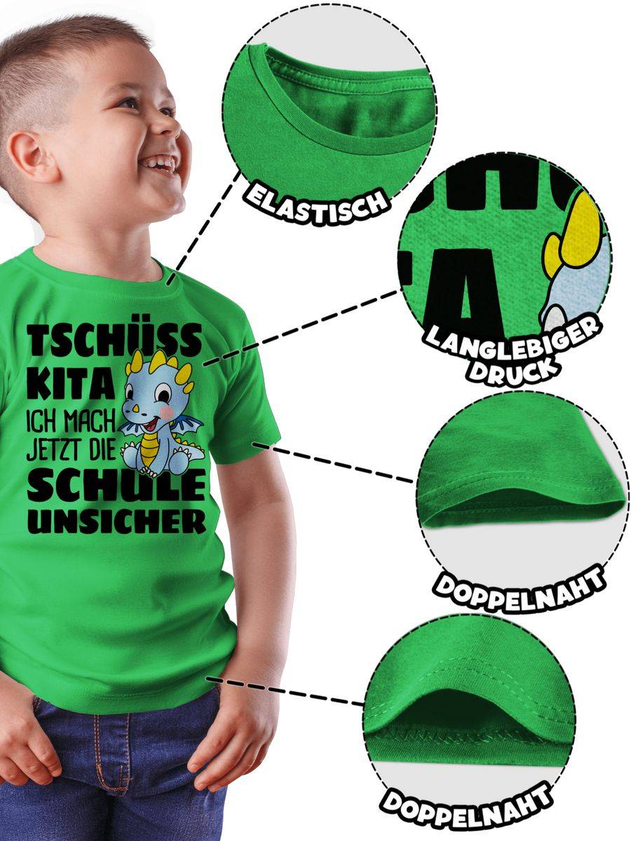 Shirtracer Tschüss Kita Ich Mach Jetzt Die Schule Unsicher! Mit Blauem Drachen Shirts & M Shirtracer