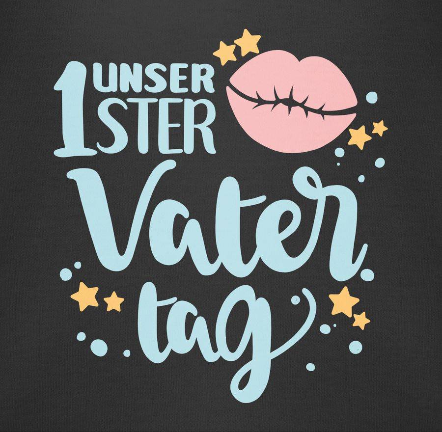 Shirtracer Unser 1ster Vatertag Mit Kussmund - Sternchen: Tshirt Turnbeutel Shirtracer