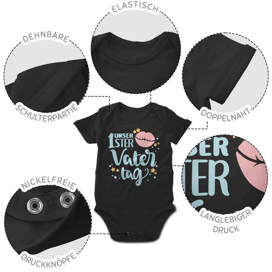 Shirtracer Unser 1ster Vatertag Mit Kussmund - Sternchen: Tshirt Turnbeutel Shirtracer