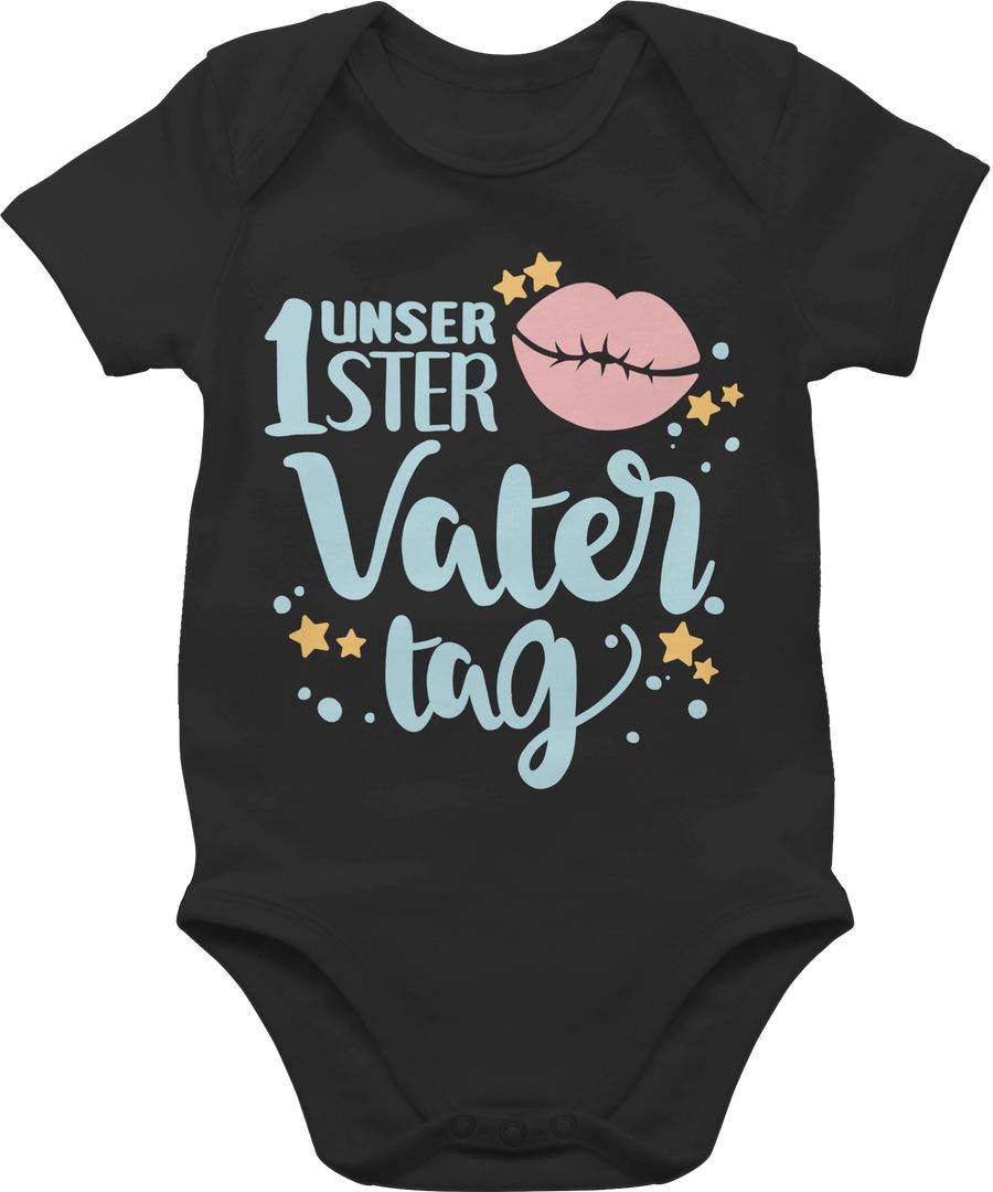 Shirtracer Unser 1ster Vatertag mit Kussmund - Sternchen: Tshirt Turnbeutel Shirtracer